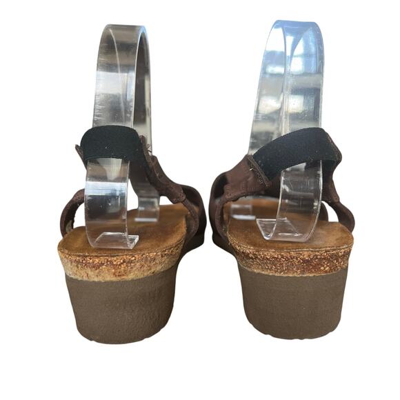 Naot Womens Brown Nubuck Leather Slingback Wedge Sandal Size 11 US 42 EU Comfort - Picture 5 of 10